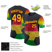 Load image into Gallery viewer, Custom Black Yellow-Red 3D Pattern Design Black History Month Performance T-Shirt
