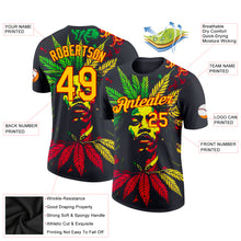 Load image into Gallery viewer, Custom Black Yellow-Red 3D Pattern Design Black History Month Performance T-Shirt
