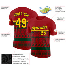Load image into Gallery viewer, Custom Red Yellow-Green 3D Pattern Design Black History Month Performance T-Shirt
