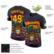 Load image into Gallery viewer, Custom Black Yellow-Red 3D Pattern Design Black History Month Performance T-Shirt
