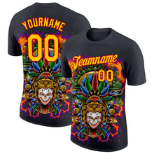 Load image into Gallery viewer, Custom Black Yellow-Red 3D Pattern Design Black History Month Performance T-Shirt
