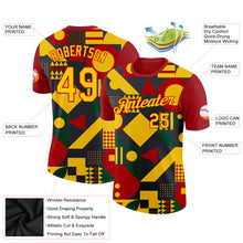 Load image into Gallery viewer, Custom Black Yellow-Red 3D Pattern Design Black History Month Performance T-Shirt
