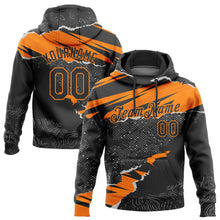 Load image into Gallery viewer, Custom Stitched Black Bay Orange 3D Pattern Design Torn Paper Style Sports Pullover Sweatshirt Hoodie
