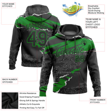 Custom Stitched Black Grass Green 3D Pattern Design Torn Paper Style Sports Pullover Sweatshirt Hoodie