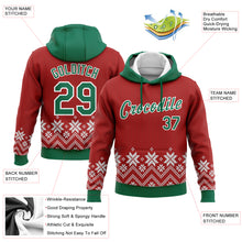 Load image into Gallery viewer, Custom Stitched Red Kelly Green-White Christmas Snowflakes 3D Sports Pullover Sweatshirt Hoodie
