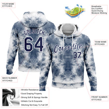 Load image into Gallery viewer, Custom Stitched Tie Dye Navy-White 3D Abstract Style Sports Pullover Sweatshirt Hoodie
