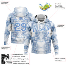 Load image into Gallery viewer, Custom Stitched Tie Dye Light Blue-White 3D Watercolor Sports Pullover Sweatshirt Hoodie
