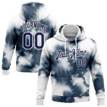 Load image into Gallery viewer, Custom Stitched Tie Dye Navy-White 3D Abstract Shibori Style Sports Pullover Sweatshirt Hoodie

