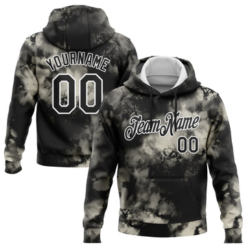Custom Stitched Tie Dye Black-White 3D Abstract Style Sports Pullover Sweatshirt Hoodie
