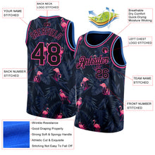 Load image into Gallery viewer, Custom Black Pink-Light Blue 3D Pattern Design Flamingo Authentic Basketball Jersey

