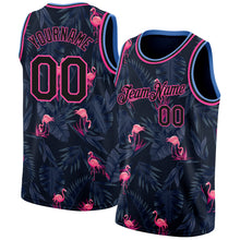 Load image into Gallery viewer, Custom Black Pink-Light Blue 3D Pattern Design Flamingo Authentic Basketball Jersey
