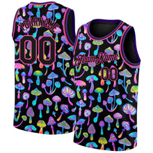 Load image into Gallery viewer, Custom Black Pink 3D Pattern Design Magic Mushrooms Psychedelic Hallucination Authentic Basketball Jersey
