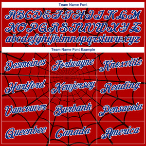 Custom Red Royal-White 3D Pattern Design Spider Web Authentic Basketball Jersey