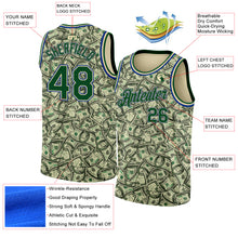 Load image into Gallery viewer, Custom Cream Green-Royal 3D Pattern Design Dollar Authentic Basketball Jersey
