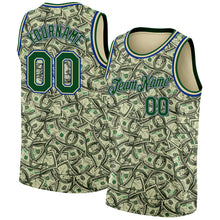 Load image into Gallery viewer, Custom Cream Green-Royal 3D Pattern Design Dollar Authentic Basketball Jersey
