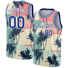 Load image into Gallery viewer, Custom Cream Royal-White 3D Pattern Tropical Hawaii Trees Authentic Basketball Jersey
