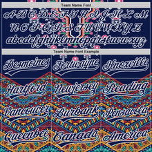 Load image into Gallery viewer, Custom Navy White 3D Pattern Design Vintage Floral African Ethnic Style Authentic Baseball Jersey
