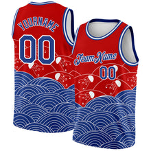 Load image into Gallery viewer, Custom Red Royal-White 3D Pattern Design Jellyfish Authentic Basketball Jersey
