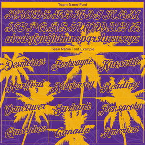 Custom Purple Gold 3D Pattern Hawaii Palm Trees Authentic Basketball Jersey