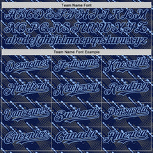 Load image into Gallery viewer, Custom Navy Light Blue 3D Pattern Design Slant Lines Authentic Baseball Jersey
