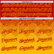Load image into Gallery viewer, Custom Red Gold 3D Pattern Design Gradient Square Shapes Authentic Baseball Jersey
