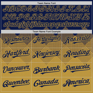 Custom Navy Old Gold 3D Pattern Design Gradient Square Shapes Authentic Baseball Jersey