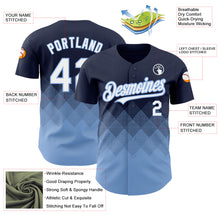 Load image into Gallery viewer, Custom Navy White-Light Blue 3D Pattern Design Gradient Square Shapes Authentic Baseball Jersey
