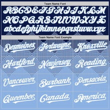 Load image into Gallery viewer, Custom Navy White-Light Blue 3D Pattern Design Gradient Square Shapes Authentic Baseball Jersey
