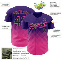 Load image into Gallery viewer, Custom Purple Black-Pink 3D Pattern Design Gradient Square Shapes Authentic Baseball Jersey
