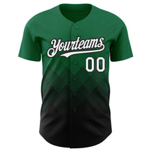 Load image into Gallery viewer, Custom Kelly Green White-Black 3D Pattern Design Gradient Square Shapes Authentic Baseball Jersey
