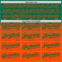 Load image into Gallery viewer, Custom Kelly Green Orange 3D Pattern Design Gradient Square Shapes Authentic Baseball Jersey
