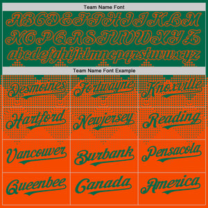 Custom Kelly Green Orange 3D Pattern Design Gradient Square Shapes Authentic Baseball Jersey