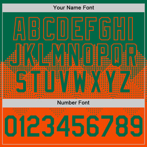 Custom Kelly Green Orange 3D Pattern Design Gradient Square Shapes Authentic Baseball Jersey