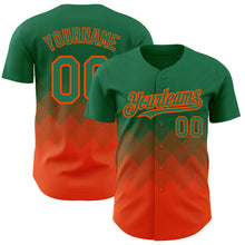 Load image into Gallery viewer, Custom Kelly Green Orange 3D Pattern Design Gradient Square Shapes Authentic Baseball Jersey
