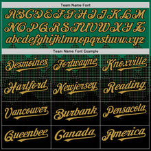 Load image into Gallery viewer, Custom Kelly Green Old Gold-Black 3D Pattern Design Gradient Square Shapes Authentic Baseball Jersey
