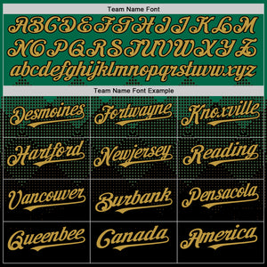 Custom Kelly Green Old Gold-Black 3D Pattern Design Gradient Square Shapes Authentic Baseball Jersey