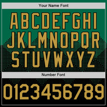 Load image into Gallery viewer, Custom Kelly Green Old Gold-Black 3D Pattern Design Gradient Square Shapes Authentic Baseball Jersey
