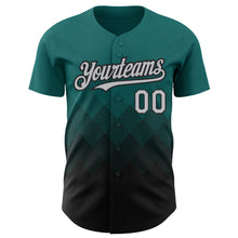 Load image into Gallery viewer, Custom Teal Gray-Black 3D Pattern Design Gradient Square Shapes Authentic Baseball Jersey
