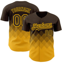 Load image into Gallery viewer, Custom Brown Gold 3D Pattern Design Gradient Square Shapes Authentic Baseball Jersey
