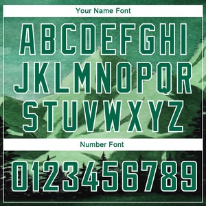 Custom Kelly Green White 3D Pattern Design Natural Landscape Watercolor Style Authentic Basketball Jersey