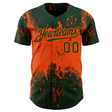 Load image into Gallery viewer, Custom Green Orange 3D Pattern Design Abstract Splatter Grunge Art Authentic Baseball Jersey
