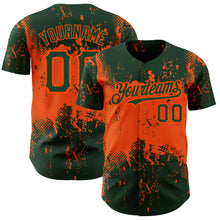 Load image into Gallery viewer, Custom Green Orange 3D Pattern Design Abstract Splatter Grunge Art Authentic Baseball Jersey
