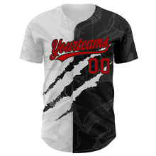Load image into Gallery viewer, Custom Graffiti Pattern Red-Black 3D Scratch Authentic Baseball Jersey
