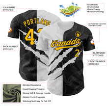 Load image into Gallery viewer, Custom Graffiti Pattern Gold-Black 3D Scratch Authentic Baseball Jersey
