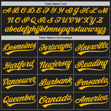 Load image into Gallery viewer, Custom Graffiti Pattern Gold-Black 3D Scratch Authentic Baseball Jersey

