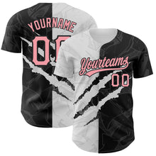 Load image into Gallery viewer, Custom Graffiti Pattern Medium Pink-Black 3D Scratch Authentic Baseball Jersey
