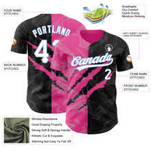 Load image into Gallery viewer, Custom Graffiti Pattern Black Pink-Light Blue 3D Scratch Authentic Baseball Jersey
