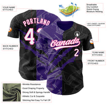 Load image into Gallery viewer, Custom Graffiti Pattern Black Purple-Pink 3D Scratch Authentic Baseball Jersey

