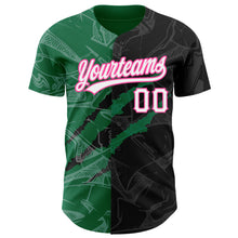 Load image into Gallery viewer, Custom Graffiti Pattern Black Kelly Green-Pink 3D Scratch Authentic Baseball Jersey
