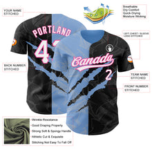 Load image into Gallery viewer, Custom Graffiti Pattern Black Light Blue-Pink 3D Scratch Authentic Baseball Jersey
